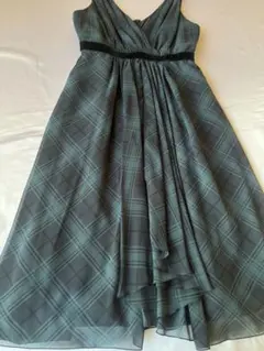 グレースコンチネンタル　ノースリーブ膝丈　ワンピース　日本製　グリーンチェック柄