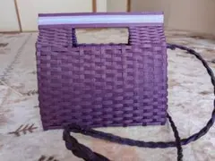 中古美品♫紫色 編み込み クラフト2wayかごバッグ☆美品