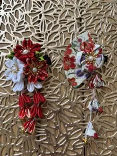 花モチーフ 髪飾り かんざしヘアアクセサリー２個セット