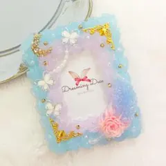 ★チャーム付き 羽 ホイップデコ トレカケース 硬質ケース 水色 ピンク B8