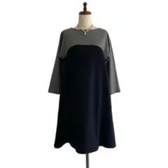 LA MARINE FRANCAISE バイカラーウールフレアワンピース