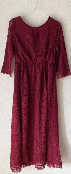 【新品】ドレス　ワンピース　ワインレッド　花柄　レース