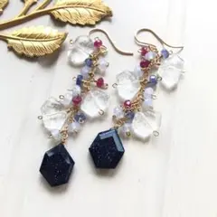 14kgf クリスタル×ネイビーサンドストーン×小さなstone