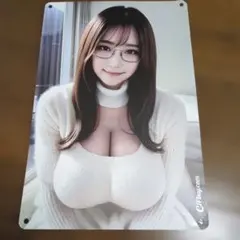 女性モデル アイドル メガネ女子 セクシーガール ブリキ看板 インテリア雑貨