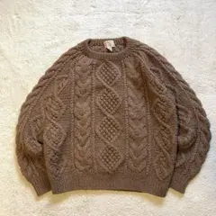 レア　Vintage 古着　フィッシャーマンニット アランニット　ブラウン