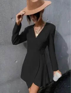 SHEIN シーイン　フレアヘム　バックル　ラップドレス　S