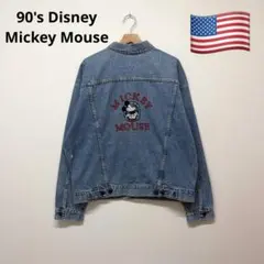 90s ヴィンテージディズニー オールドミッキーマウス 刺繍 デニムジャケットのサムネイル