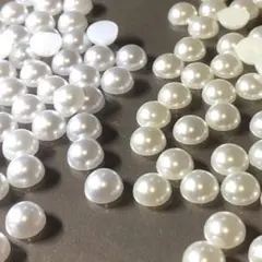 半円パール　純白ホワイト　8.0ミリ　60粒　ハンドメイド材料 パーツ