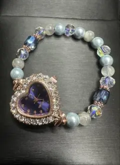 腕時計 ラブラドライト、ビーズ装飾