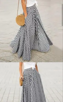 ギンガムチェック　マキシ スカート ロングスカート