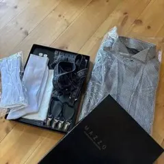 新郎セット mazzo 7点セット Lサイズ チェック柄 ウィングカラーシャツ