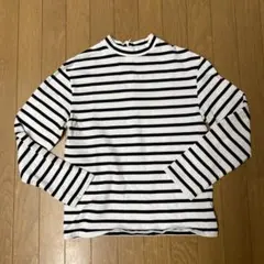 ストライプ 長袖 Tシャツ ハイネック