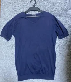 最安値★JOHN SMEDLEY ジョンスメドレー ネイビー Vネック Tシャツのサムネイル