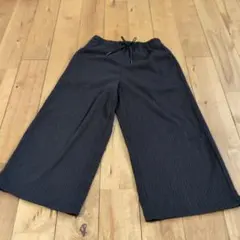GU ガールズ リブプルオンワイドパンツ 120cm ブラック 女の子用
