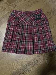 COMME CA ISM 赤チェック プリーツスカート 160A