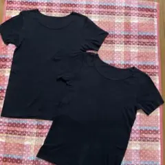 UNIQLOユニクロ★コットン肌着、半袖綿Tシャツ、黒2枚セット、150