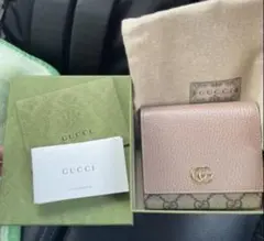 新品同然！ GUCCI グッチ 折り財布 ピンク 付属品完備 285aa - メルカリ