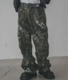 リアルツリーカモオールオーバーデザインカーゴワイドデニムパンツ