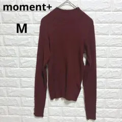 moment+ 袖金ボタン リブニット セーター エンジ色 ボルドー M✨