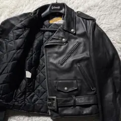 【米国製】schott ライダースジャケット ダブル　618 本革　黒　38