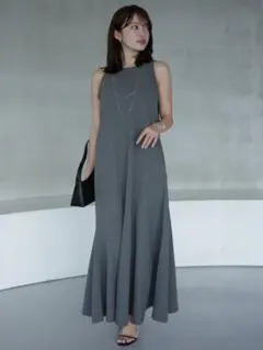 【新品】anuans アニュアンス テクスチャーカットワンピース グレー