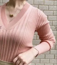 再値下▼人気VERMEIL par iena 洗えるVプルオーバーリブニット