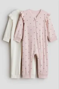 【新品未使用】H&M コットンカバーオールパジャマ 2枚セット 60cm