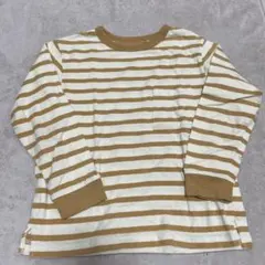 UNIQLO 長袖カットソー 130cm ベージュストライプ