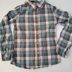 160cm古着2way長袖チェックシャツ灰紫金青白色1枚春秋物羽織Gorpita