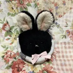 即購入◎ ふわふわファーのうさぎちゃん ミニ巾着 ゴールドのお顔 