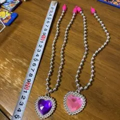 ハート型クリスタルネックレス 2色セット