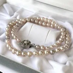 本真珠　パールネックレス　マルチカラー　6.2〜6.9mm ピンク系　SV刻印