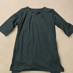 しまむら CLOSSHIダークグリーン 五分袖チュニック ネックレス付き L