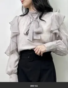 INGNI 袖フリル花柄シアーブラウス