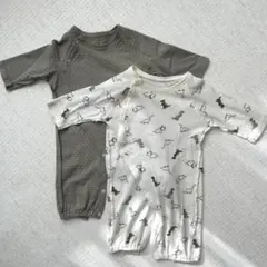 プティマイン　恐竜柄ロンパース2点セット