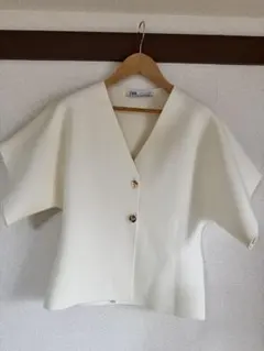 ZARA プレーンニットショートスリーブカーディガン