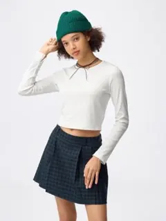 GU リブクロップドT ホワイト L