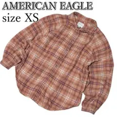 アメリカンイーグル コットンフランネルシャツ XS チェック ビッグシルエット