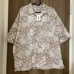 新品　アロハシャツ　柄シャツ　半袖　フリーサイズ　メンズ　レディース　ブラウンのサムネイル