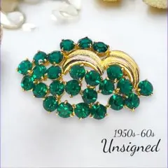 648 ✧アメリカヴィンテージ✧ ミッドセンチュリー エメラルド　ブローチ