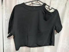 GU ガールズ　クロップド　ワンショルダー　Tシャツ ブラック　Mサイズ 新