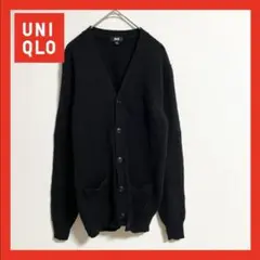 【美品】　UNIQLO プレミアムラムVネックカーディガン　黒　ブラック　M
