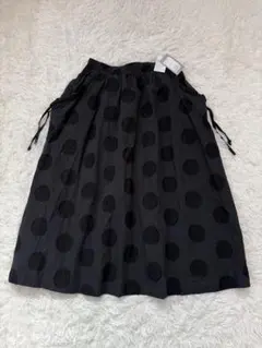 新品　ohana スカート　ロング　綿麻混紡　黒　水玉のサムネイル