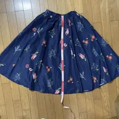 PAGEBOY 花柄フレアロングスカート ネイビー