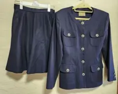 レディース　フレアースカートスーツ　上下セット　紺　Ｍ