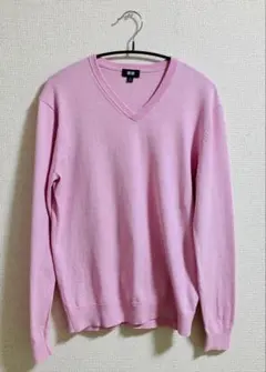 ユニクロ Vネックセーター ピンク レディース(M)