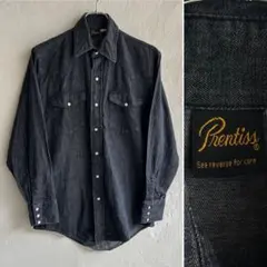 90S USA製 Prentiss ウエスタン デニムシャツ ブラックのサムネイル