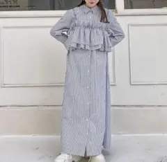 ローリーズファーム　ビスチェ&シャツワンピース　ストライプ