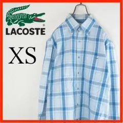 ラコステ　長袖シャツ　XS　チェック　青　白