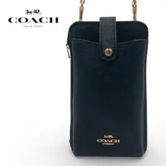 COACH コーチ スマホ ショルダーバッグ レザー ブラック